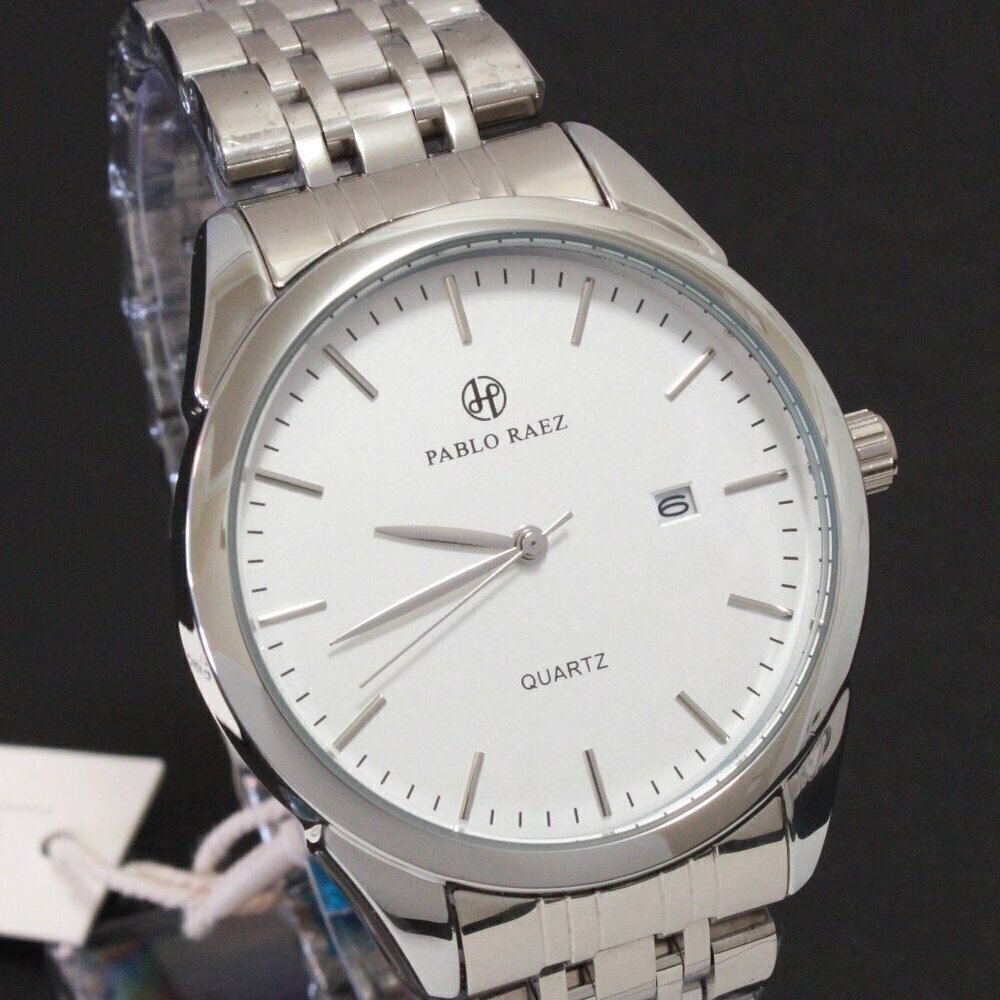 Men's Casual Fashion Watch Silver Tone Butterfly Clasp 40mm - Picture 5 of 13